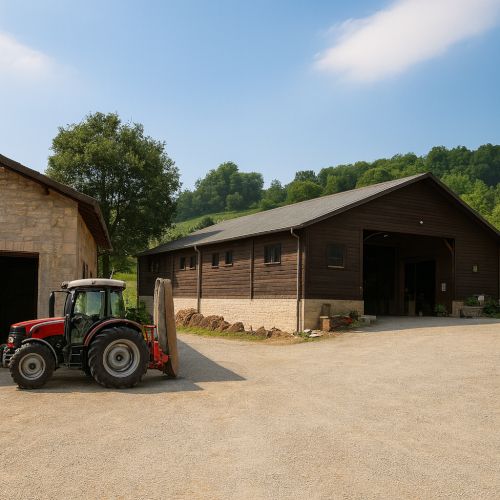 Fabbricato rurale in legno e cemento con tetto coibentato